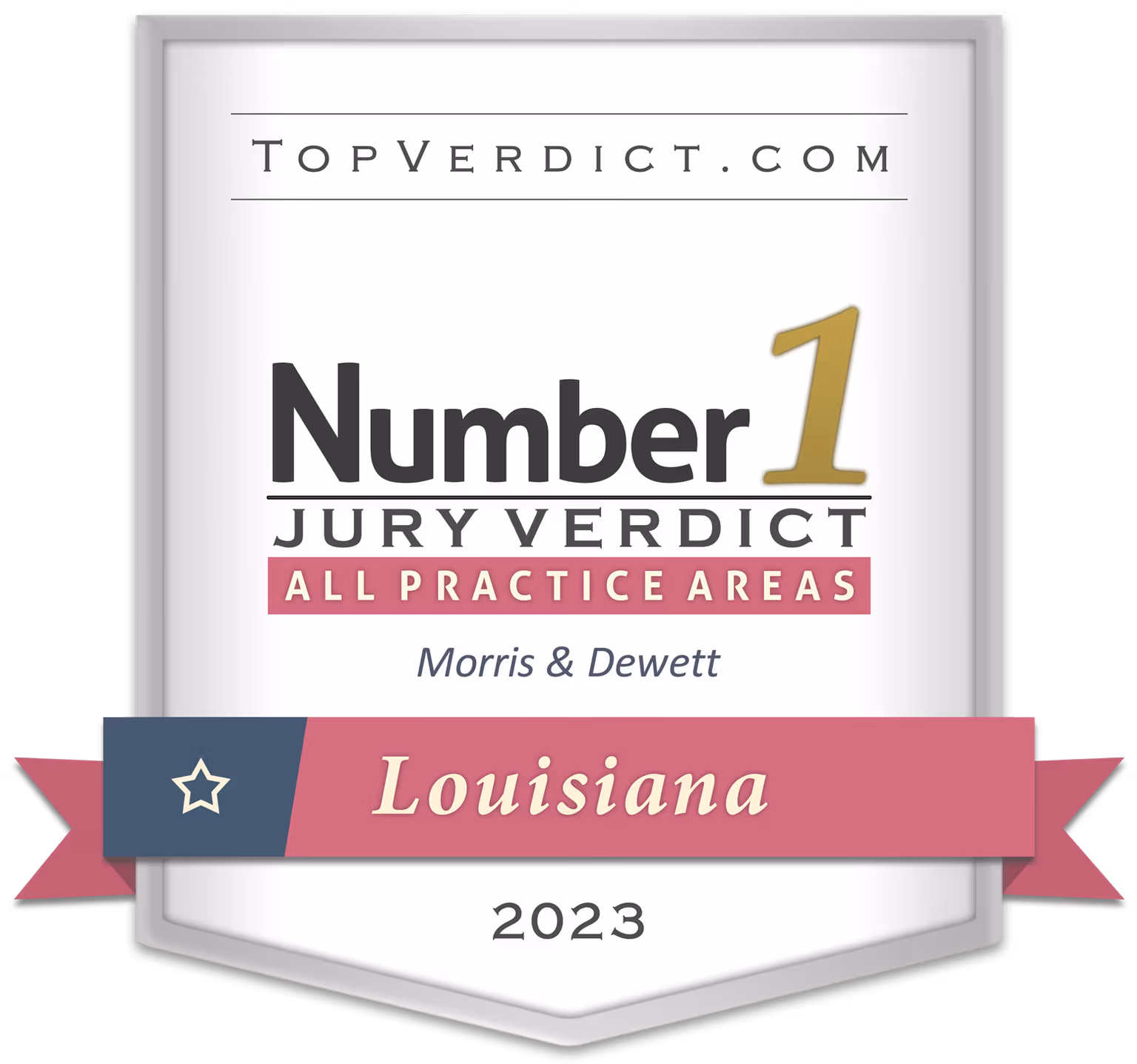 TopVerdict No. 1 all practice areas verdict Louisiana 2023 -- Morris & Dewett