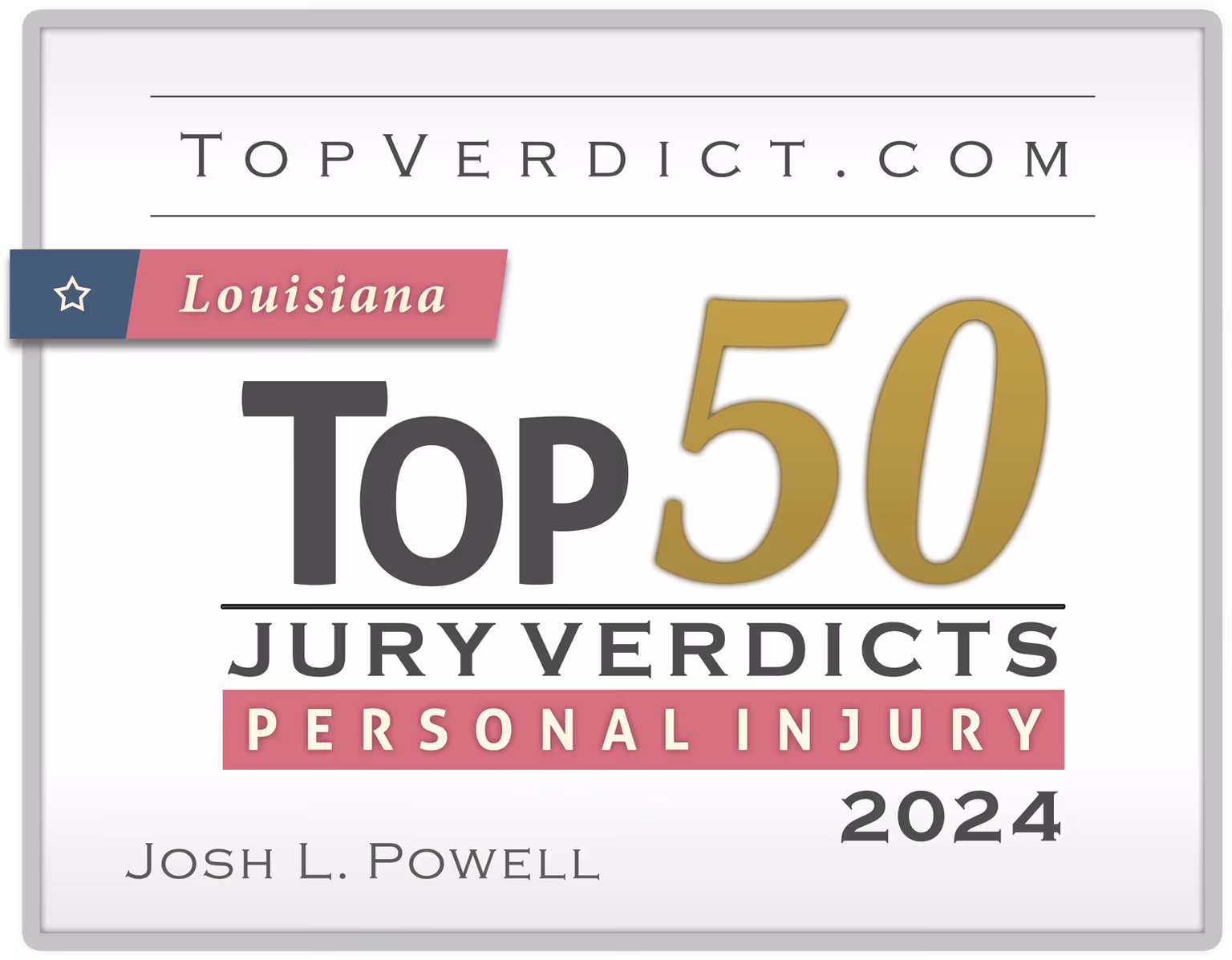 TopVerdict Top 50 personal injury verdicts Louisiana 2024 -- Josh Powell