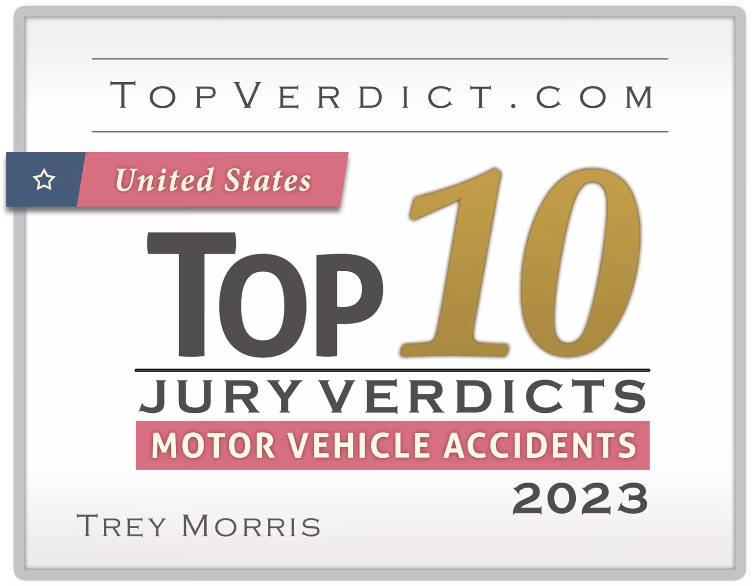 TopVerdict Top 10 motor vehicle accident verdicts United States 2023 -- Trey Morris